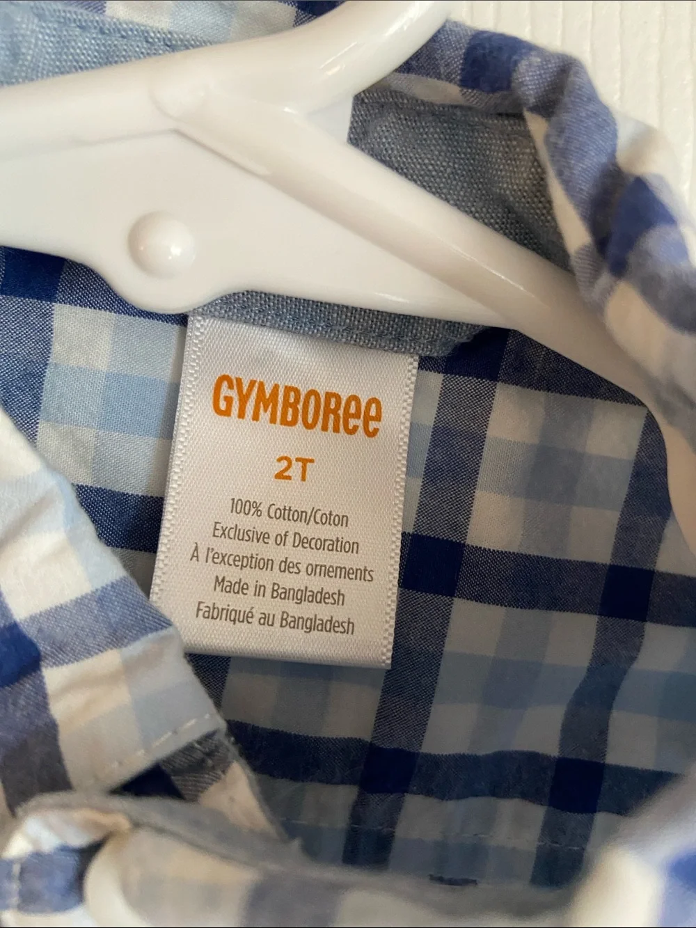 Gymboree Boys White and Blue Plaid Button-Down Shirt